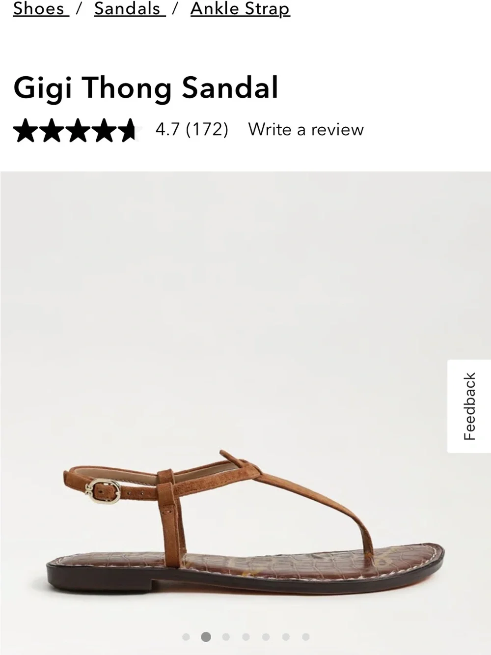 ✨SALE✨Sam Edelman / Gigi Thong Sandal - Brown Leather Sandals - Picture 4 of 12